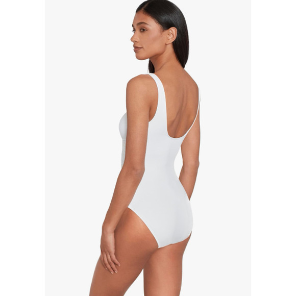 LAUREN RALPH LAUREN One Piece Swimsuit Size 8 White Beach Club Solid Ring NWT - Picture 2 of 10